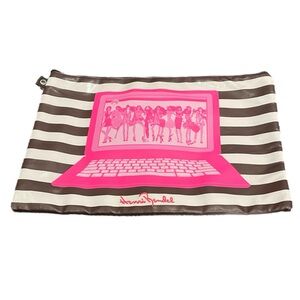 HENRI BENDEL Laptop Computer Bag Orange Padding w Iconic Girls/Stripes | GUC